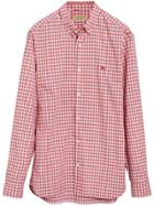 Burberry Button-down Collar Gingham Cotton Shirt - Pink