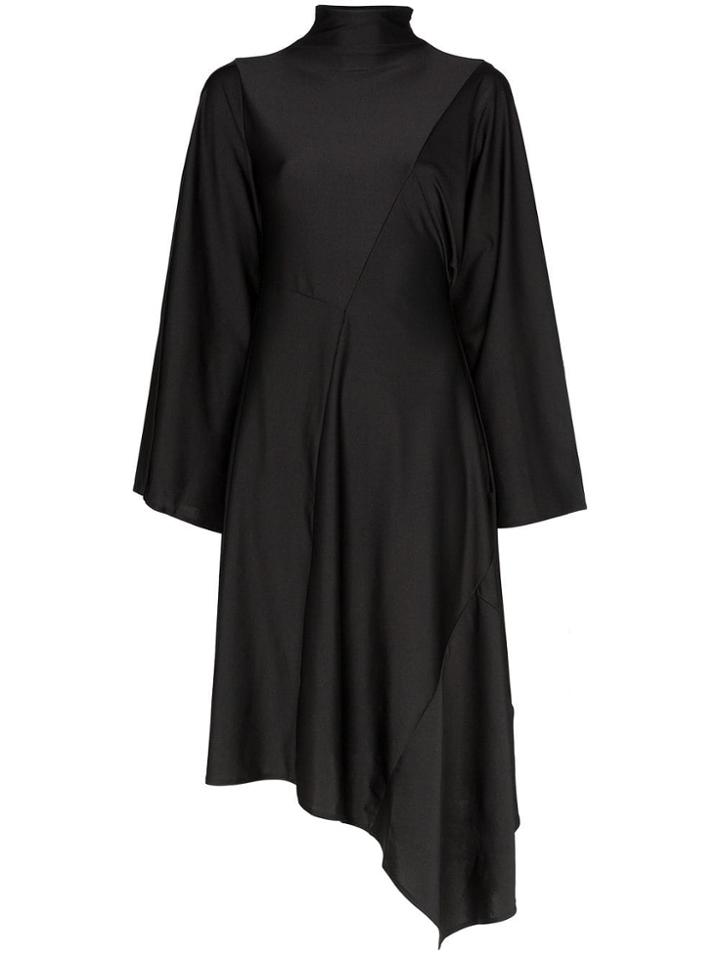 Ambush High Neck Drape Sleeve Midi Dress - Black