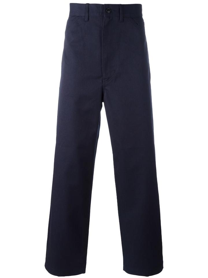 Junya Watanabe Comme Des Garçons Man Wide Leg Trousers, Men's, Size: Large, Blue, Cotton/polyester
