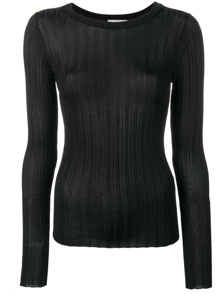 Vince Slinky Ribbed Crew Top - Black