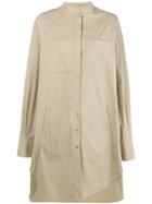 Alberta Ferretti Mandarin Collar Shirt Dress - Nude & Neutrals