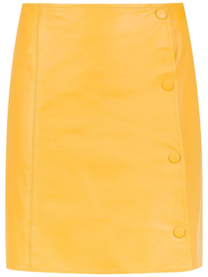 Nk Buttoned Leather Skirt - Yellow & Orange