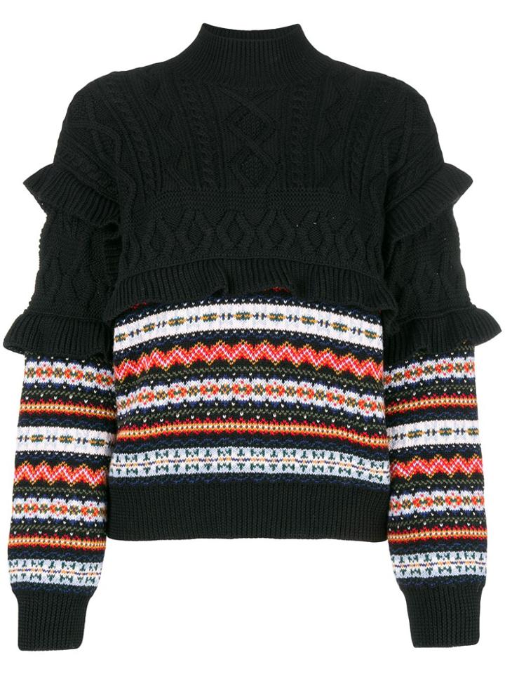 Philosophy Di Lorenzo Serafini Ruffle-trim Jacquard-knit Jumper -