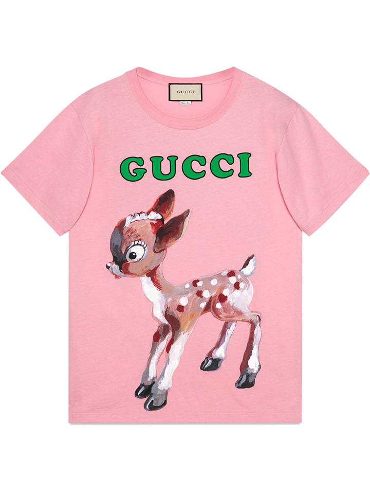 Gucci Cotton T-shirt With Fawn - Pink & Purple