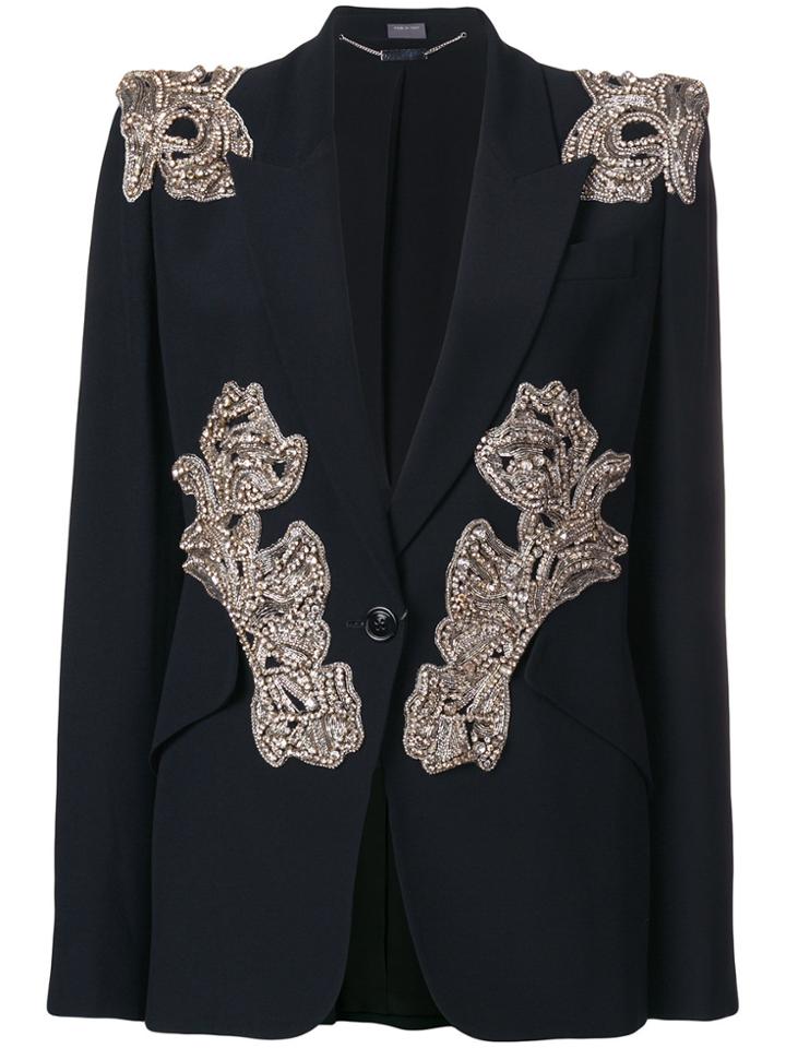Alexander Mcqueen Bead Embellished Blazer - Black