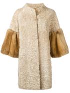 Liska Two-tone Coat, Women's, Size: Medium, Nude/neutrals, Sable/persian Lamb Fur/viscose