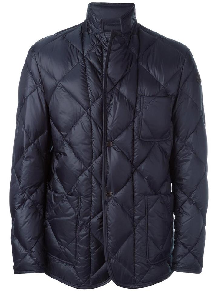 Moncler 'herminier' Quilted Jacket, Men's, Size: 6, Blue, Polyamide/feather Down
