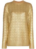 Sies Marjan Sophia Cable Knit Merino Jumper - Gold