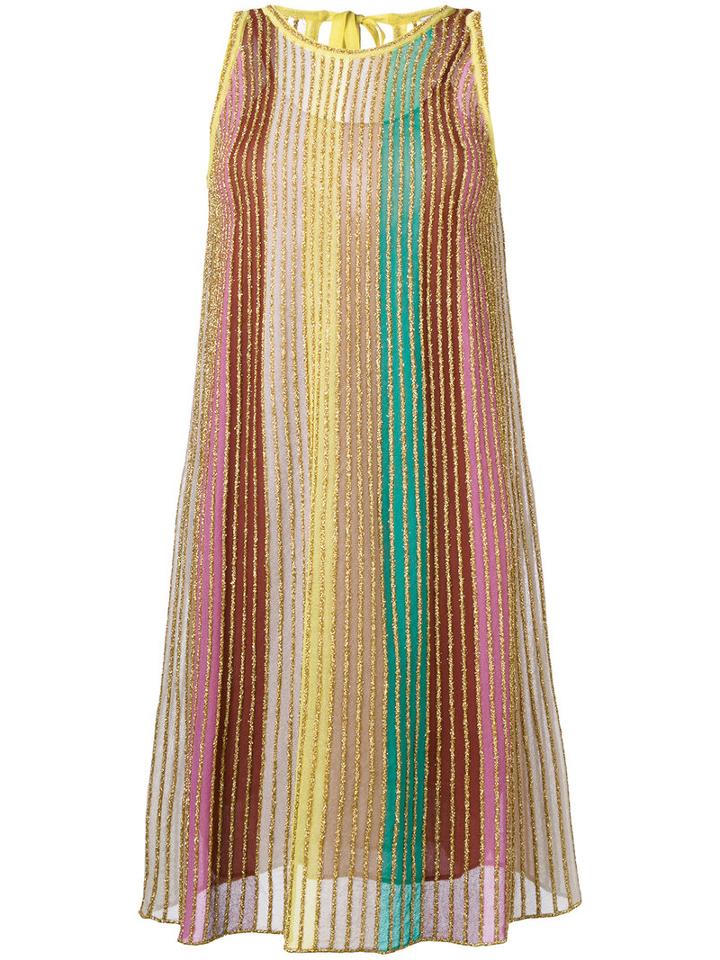 M Missoni Metallic (grey) Thread Striped Dress, Women's, Size: 42, Cotton/polyamide/polyester