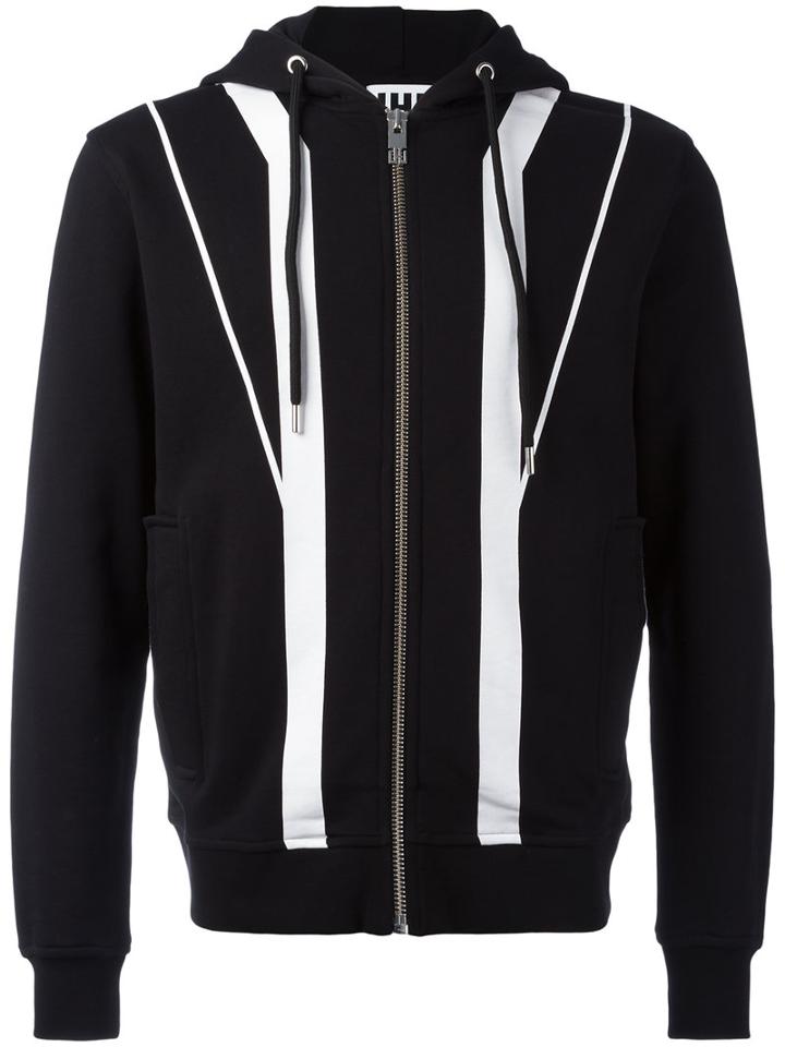 Les Hommes Urban Striped Hoodie, Men's, Size: Xl, Black, Cotton