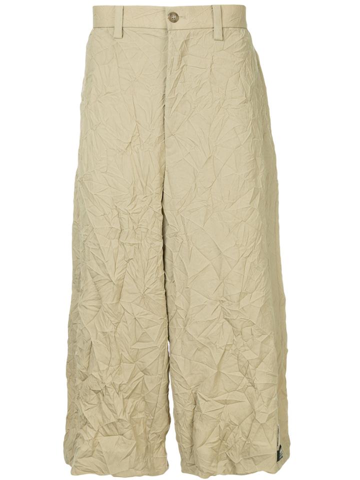 Facetasm Crinkle-effect Drop Crotch Trousers - Nude & Neutrals