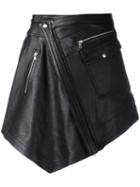 Diesel Black Gold Asymmetric Wrap Skirt, Women's, Size: 38, Leather/viscose