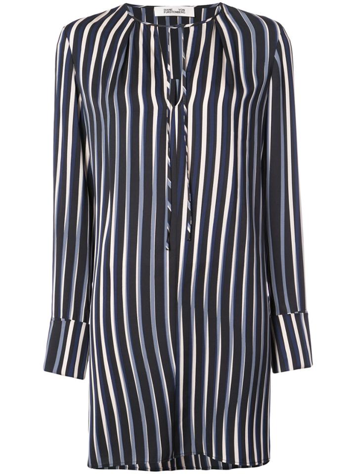 Dvf Diane Von Furstenberg Striped Shift Dress - Black