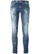 Diesel Distressed Skinny Jeans, Women's, Size: 27/30, Blue, Cotton/polyester/spandex/elastane