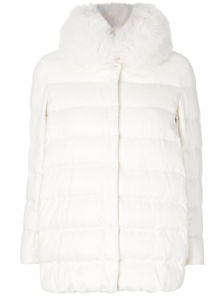Herno - Fur Collar Down Jacket - Women - Silk/feather Down/polyamide/feather - 42, White, Silk/feather Down/polyamide/feather