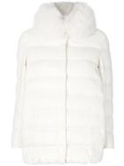 Herno - Fur Collar Down Jacket - Women - Silk/feather Down/polyamide/feather - 42, White, Silk/feather Down/polyamide/feather