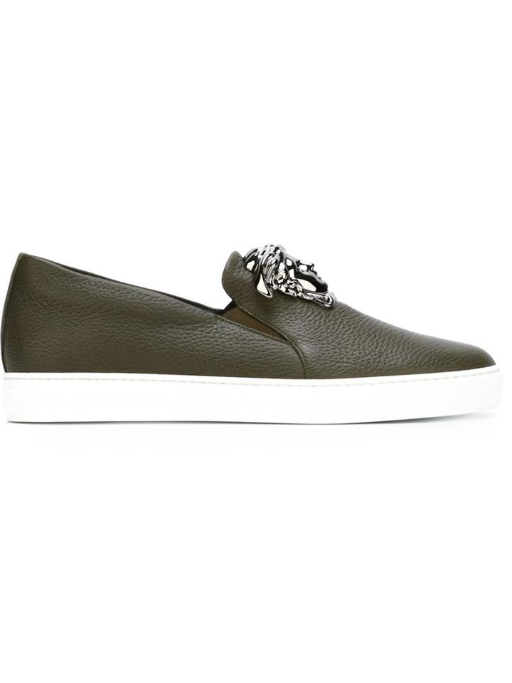 Versace Medusa Slip-on Sneakers, Men's, Size: 42, Green, Calf Leather/rubber/metal Other