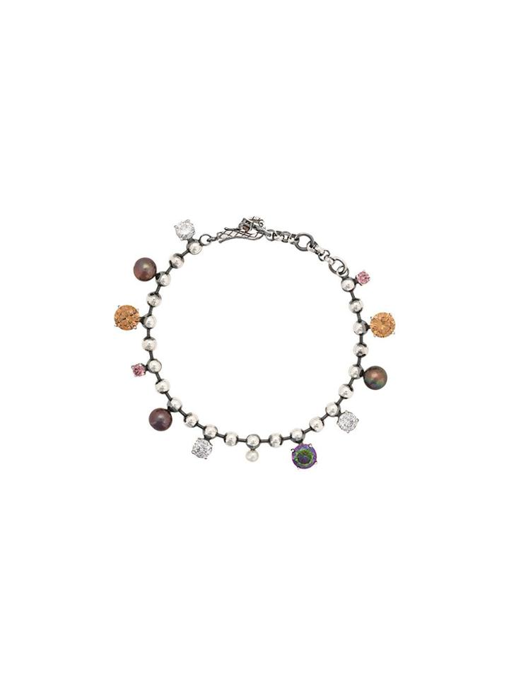 Bottega Veneta Pearl-embellished Bracelet - Silver