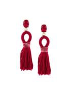 Oscar De La Renta Tassel Clip-on Earrings, Women's, Red