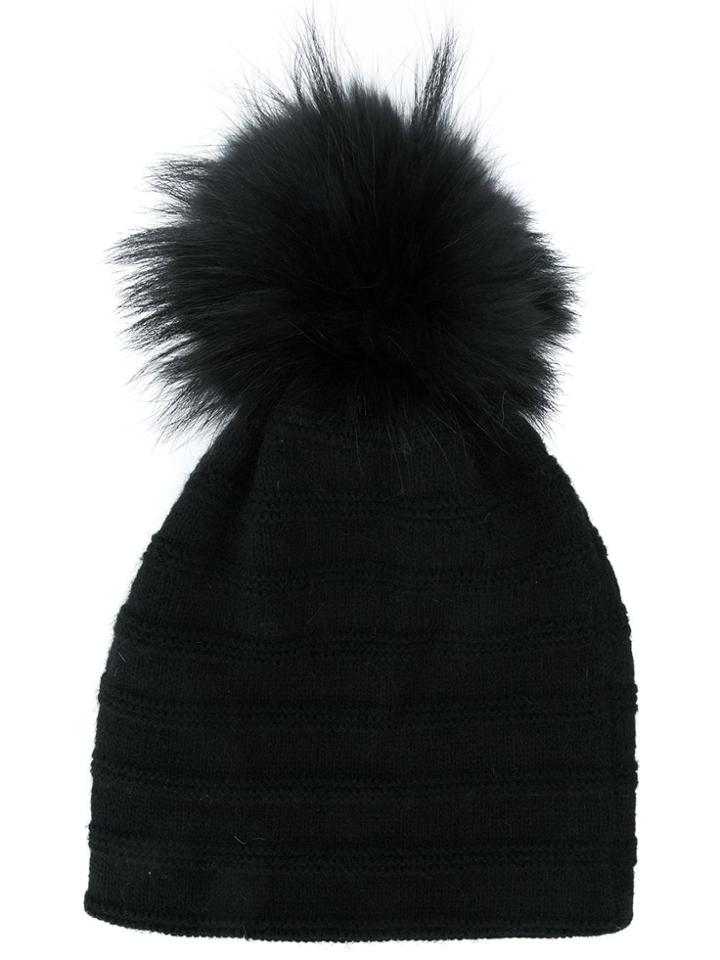 Liska Pom Pom Knit Beanie - Black