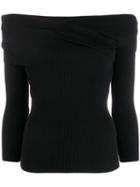 Paule Ka Ribbed Off-the-shoulder Jumper - Black