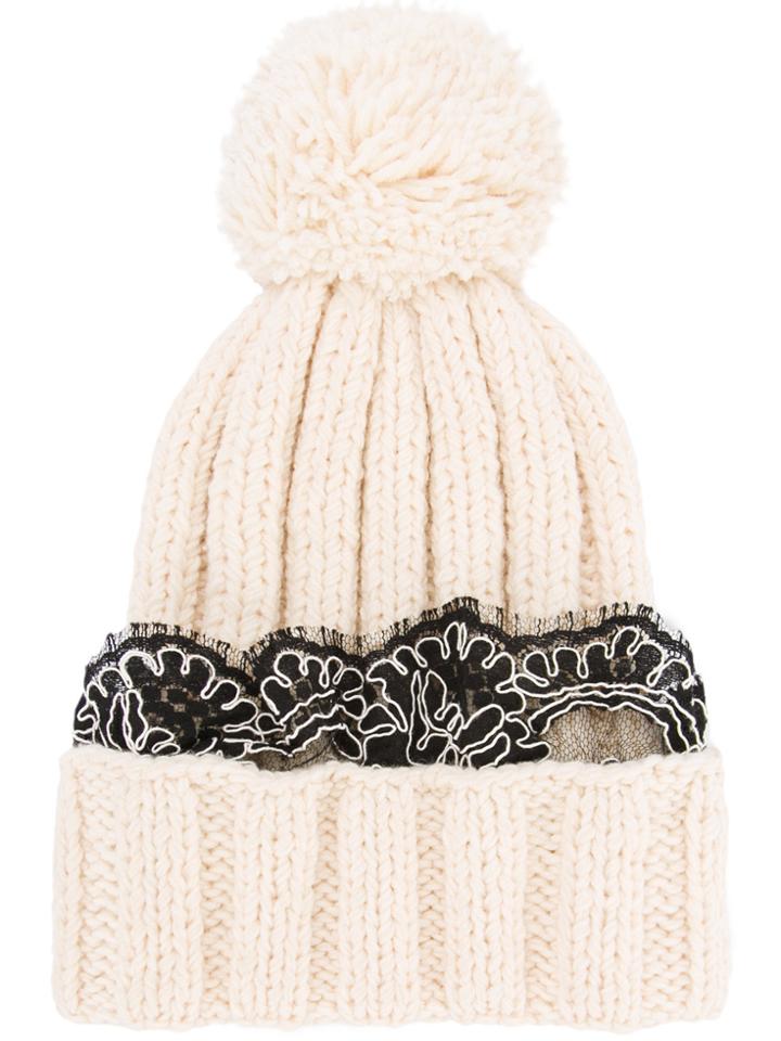 711 Black Rock Lace Beanie - White