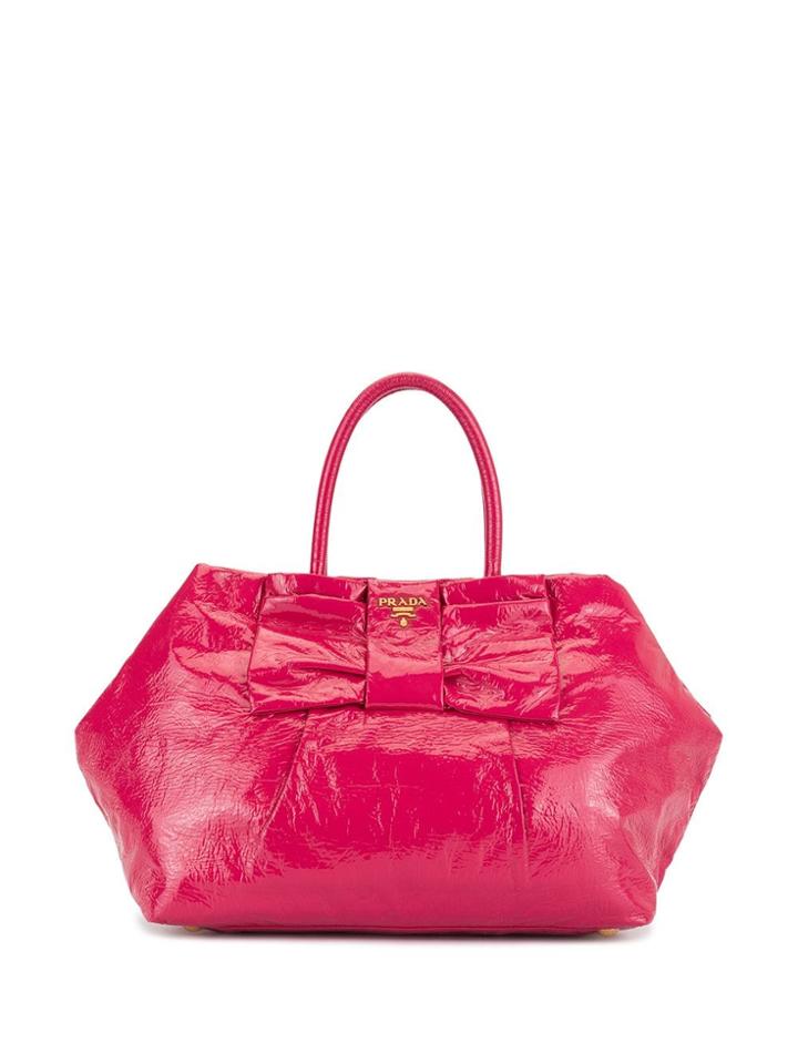Prada Pre-owned Glossy Effect Ribbon Detail Tote - Pink