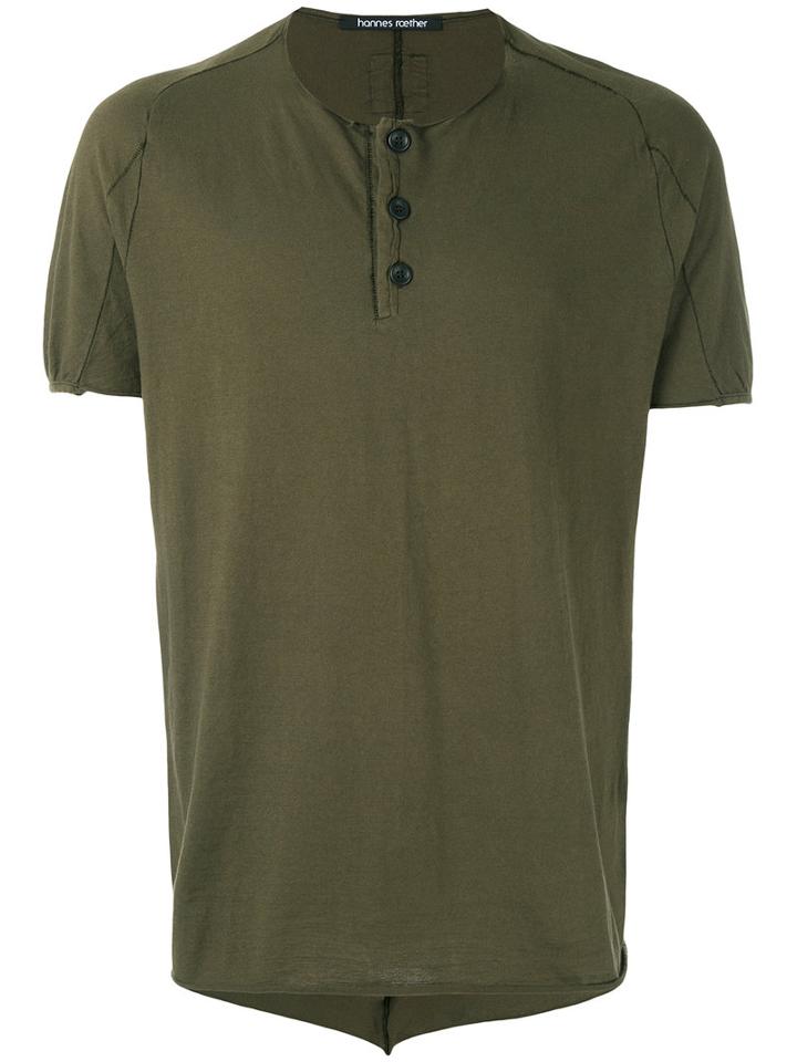 Hannes Roether - Panelled Henley T-shirt - Men - Cotton/wool - M, Green, Cotton/wool