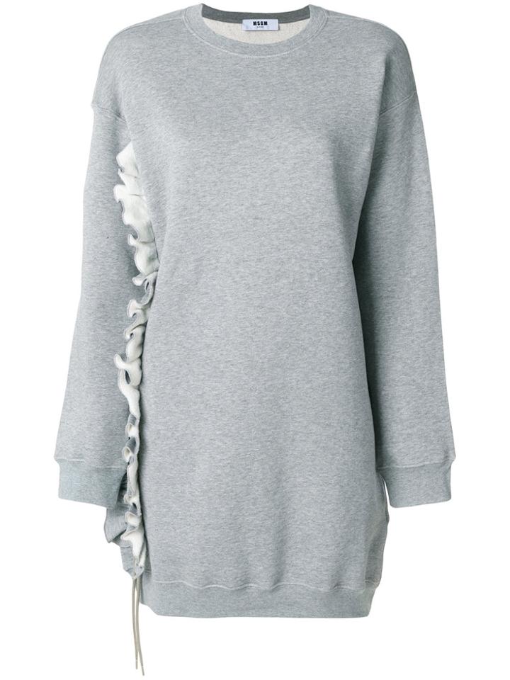 Msgm Ruffle Trim Sweatshirt Dress - Grey