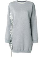 Msgm Ruffle Trim Sweatshirt Dress - Grey