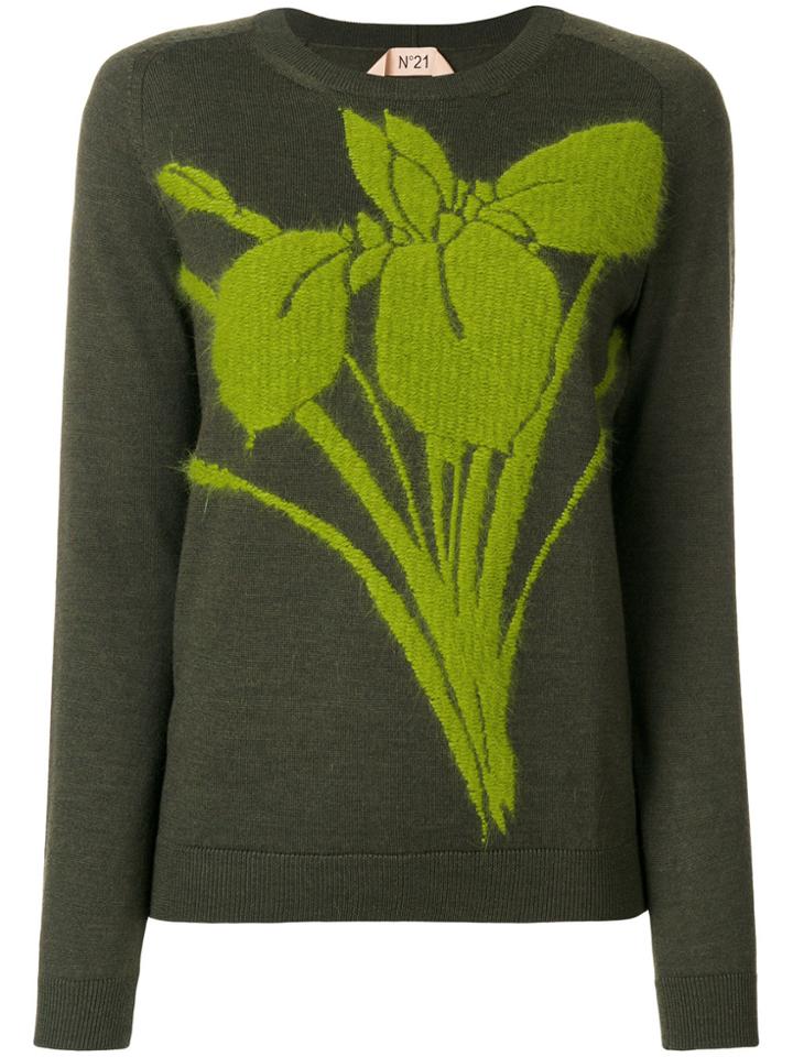 No21 Flower Detail Jumper - Green