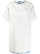 Mm6 Maison Margiela Bleached Denim T-shirt Dress - White