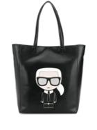 Karl Lagerfeld Appliqué Detail Tote Bag - Black