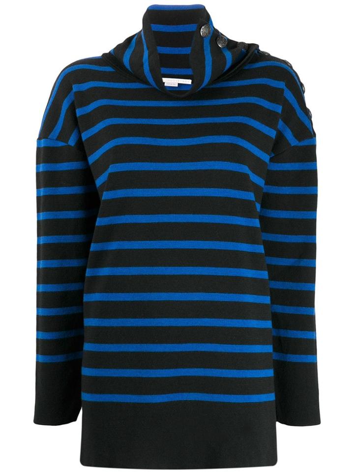 Stella Mccartney Stripped Turtleneck Jumper - Black