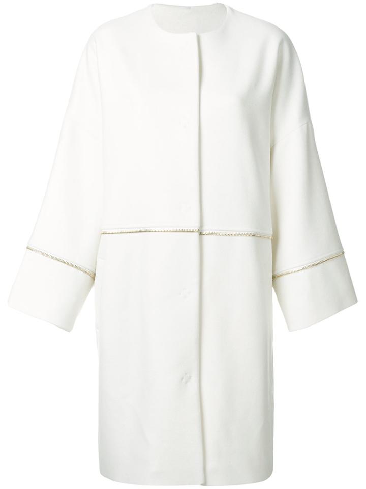 Cavalli Class Oversized Zip Detail Coat - White