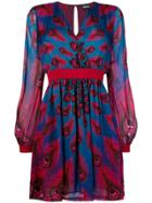 Just Cavalli Embroidered Long-sleeve Dress - Blue