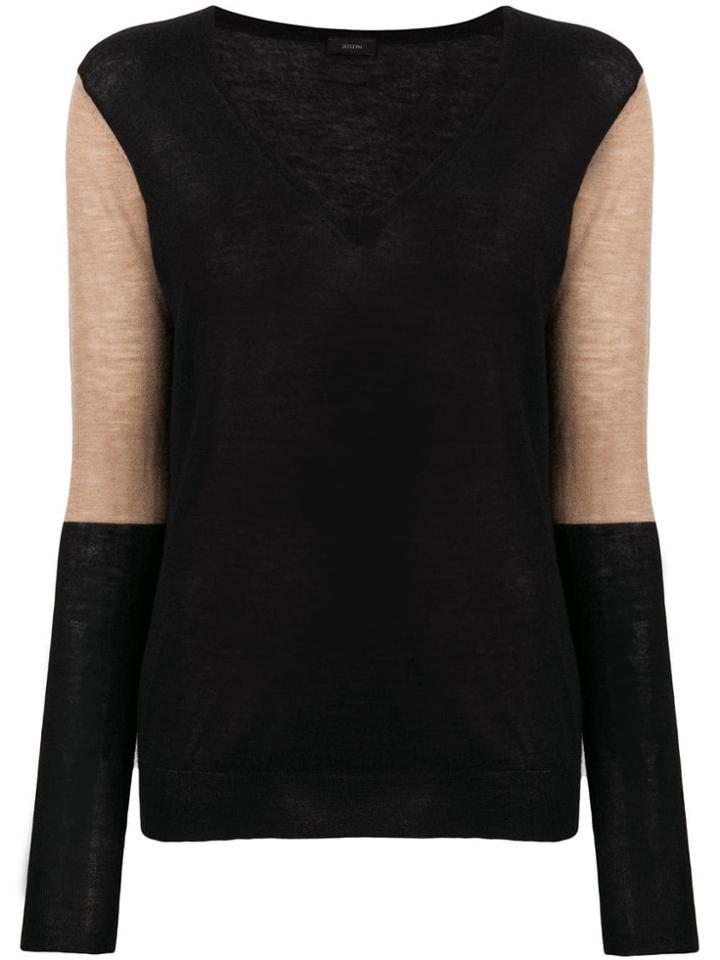 Joseph Novelty Knit V-neck Top - Black