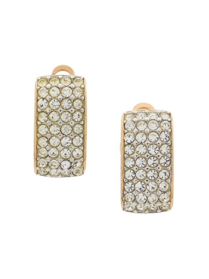 Givenchy Pre-owned 1960's Demi-hoop Crystal Earrings - Gold
