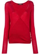 Balmain Button-embellished Crossover Jumper - Red