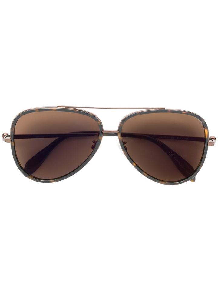 Alexander Mcqueen Eyewea Aviator Sunglasses - Brown