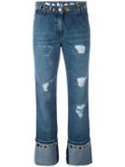 Blumarine Distressed Hoop Detail Jeans, Women's, Size: 38, Blue, Cotton/polyester
