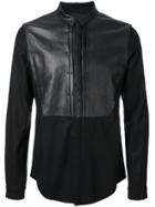 Juun.j Leather Detail Shirt - Black