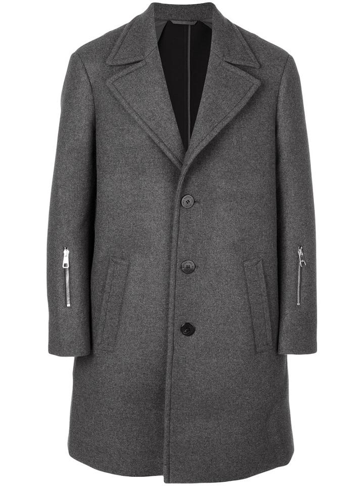 Neil Barrett - Single-breasted Coat - Men - Polyamide/polyester/spandex/elastane/wool - 46, Grey, Polyamide/polyester/spandex/elastane/wool