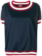 Moncler Contrast-trim Short-sleeve Sweater - Blue