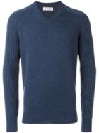 Brunello Cucinelli Cashmere V-neck Jumper, Men's, Size: 54, Blue, Cashmere