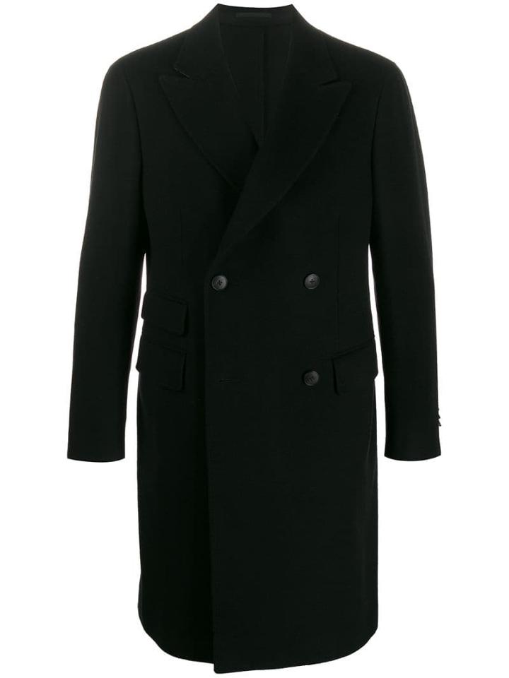 Z Zegna Textured Double-breasted Coat - Black