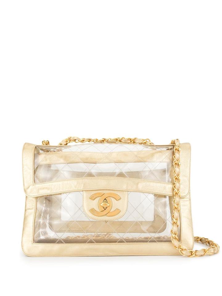 Chanel Vintage Quilted Jumbo Xl Double Chain Bag - Gold
