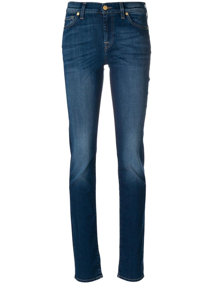 7 For All Mankind Faded Skinny Jeans - Blue