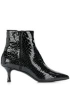 Albano Croco Embossed Boots - Black