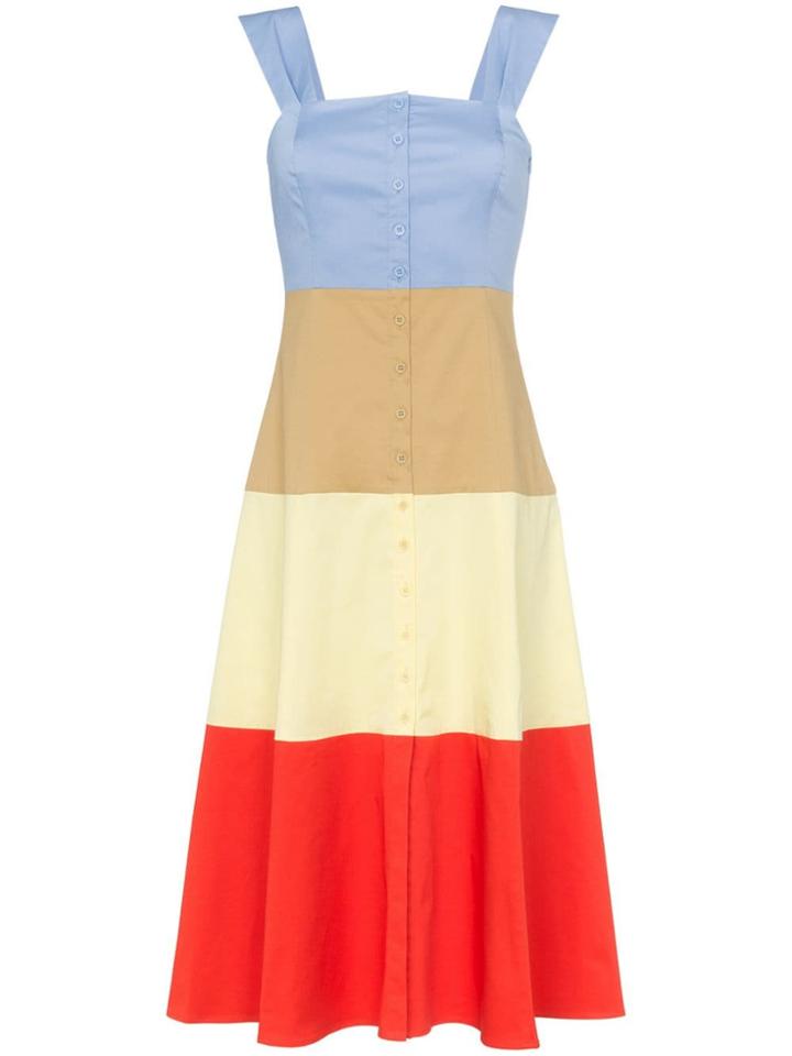 Staud Sleeveless Striped Cotton Blend Dress - Multicoloured